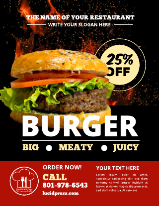 With Fire Burger Restaurant Flyer Template
