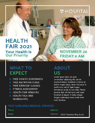 Simple Hospital Health Fair Flyer Template
