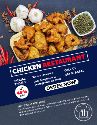 Simple Blue Red Restaurant Flyer Template