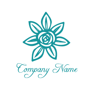 Teal Flower Beauty Logo Template