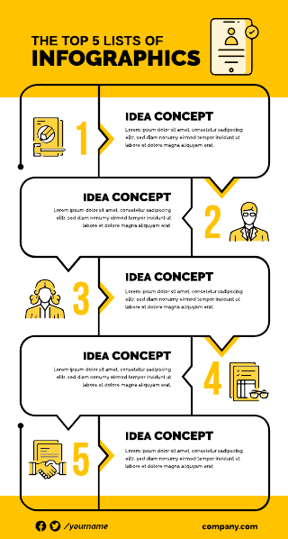 Yellow and Black Simple List Infographic Template