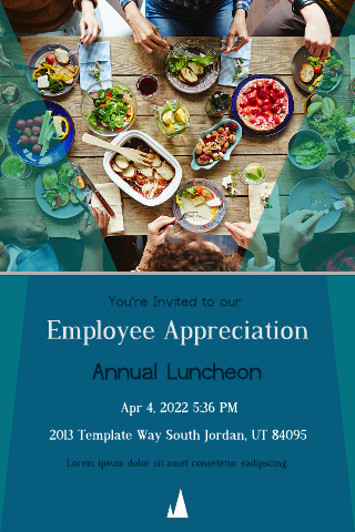 Blue Lunch Photo Luncheon Invitation Template