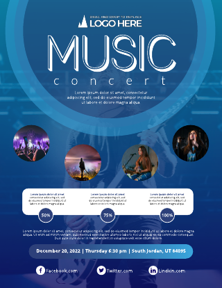 Dark Blue Music Concert Flyer Template