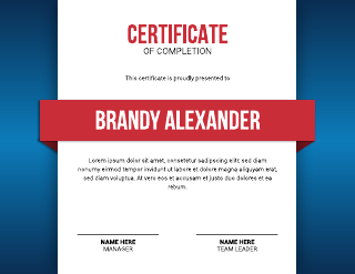 Blue And Red Certificate Template