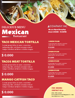 Red Background Mexican Restaurant Menu Template