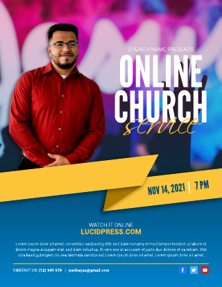 Online Church Service Flyer Template