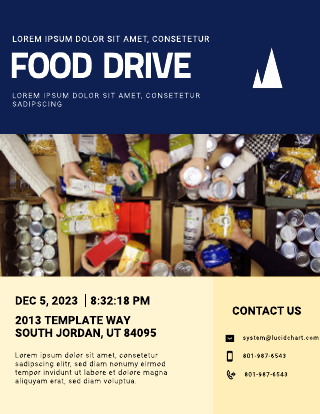 Blue & Yellow Food Drive Flyer Template