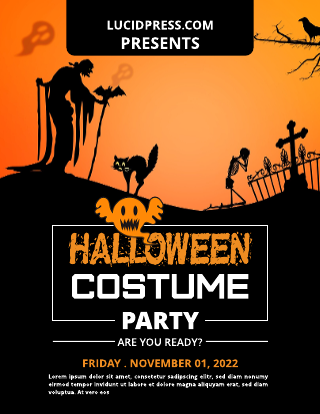 Orange Halloween Costume Party Flyer Template
