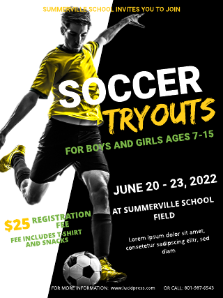 Soccer Tryouts Poster Template