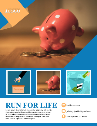 Blue Run For Life Fundraising Flyer Template