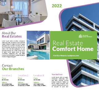Real Estate Square Green Bi-Fold Brochure Template