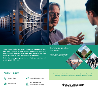 Green Theme University College Bi-Fold Brochure Template