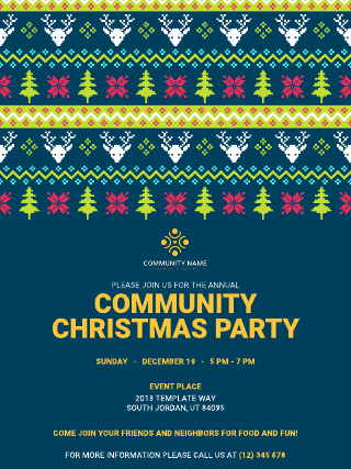 Community Christmas Party Poster Template