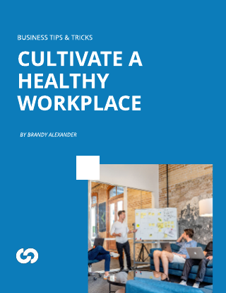 Blue Background Healthy Workplace eBook Cover Template
