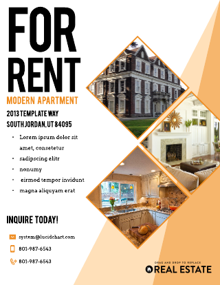 Orange Shapes Apartment For Rent Flyer Template