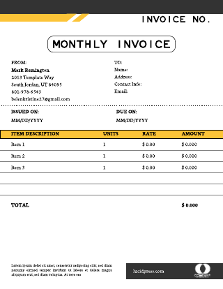 Yellow and Grey Elegant Business Invoice Template