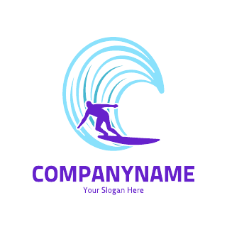 Blue Violet Surfing Logo Template