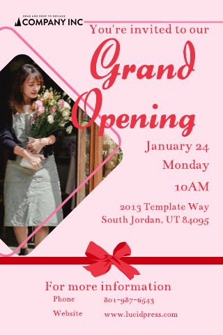 Flower Shop Grand Opening Invitation Template