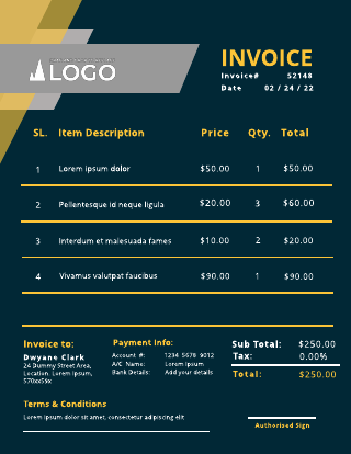 Yellow Photography Invoice Template