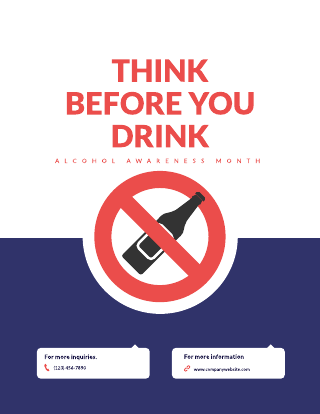 Red Blue Alcohol Awareness Month Poster Template