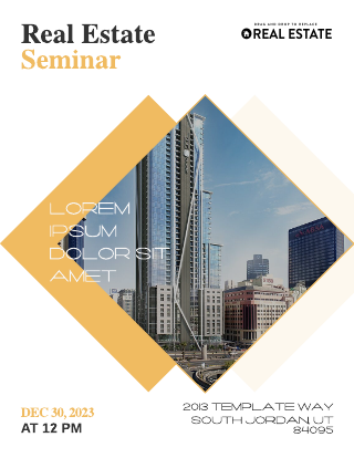 White and Gold Real Estate Seminar Flyer Template