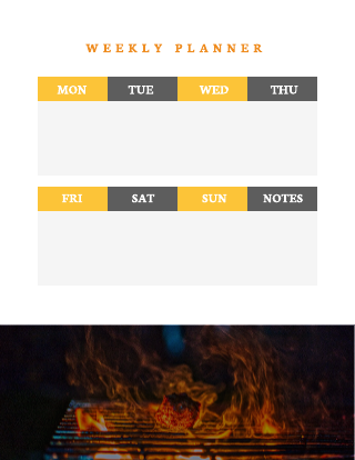 Yellow Orange Grilled Weekly Calendar Template