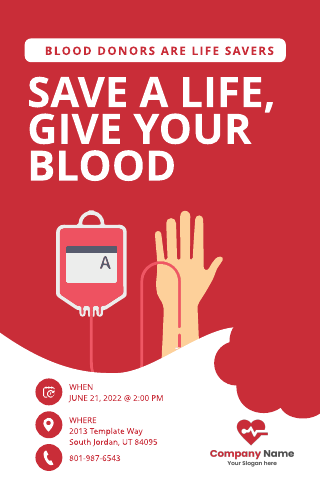 Red Simple Polygonal World Blood Donor Day Poster Template