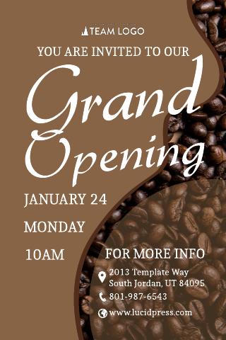 Coffee Shop Grand Opening Invitation Template