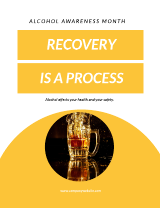 Yellow Circle Alcohol Awareness Poster Template