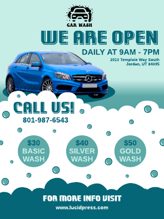 Green Bubbles Car Wash Poster Template