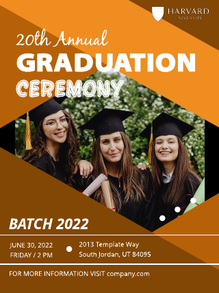 Brown Orange Theme Graduation Poster Template