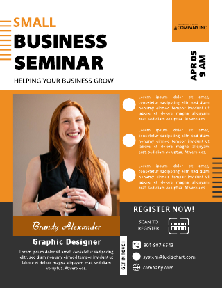 Grey Orange Business Seminar Flyer Template