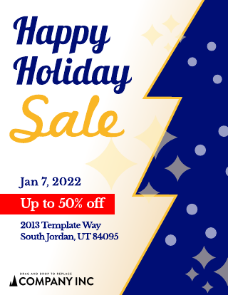 Blue and Gold Christmas Retail Flyer Template