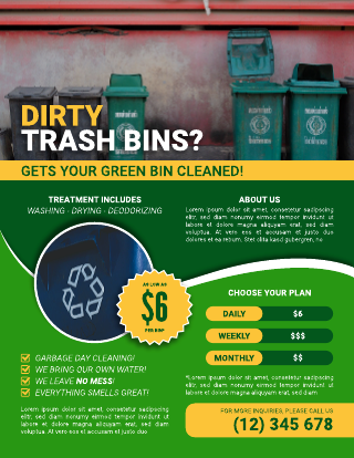 Trash Bin Cleaning Service Flyer Template