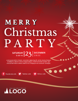 Red Merry Christmas Party Invitation Template
