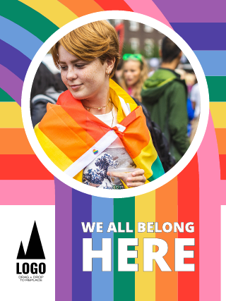 We All Belong Here Gay Rights Poster Template