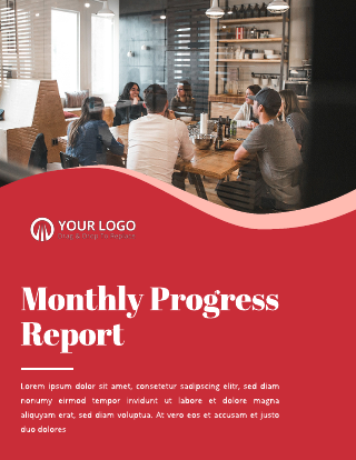 Red Monthly Project Progress Report Template