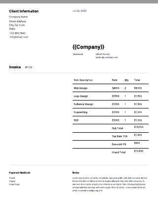 Sparse sales invoice template