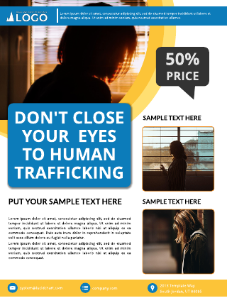 Blue And Orange Human Trafficking Poster Template