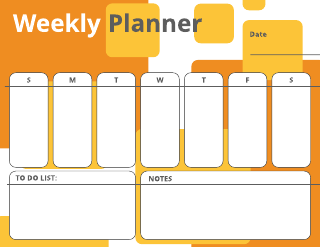Yellow Orange Box Weekly Planner Calendar Template
