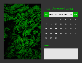 Green Plants Calendar Template