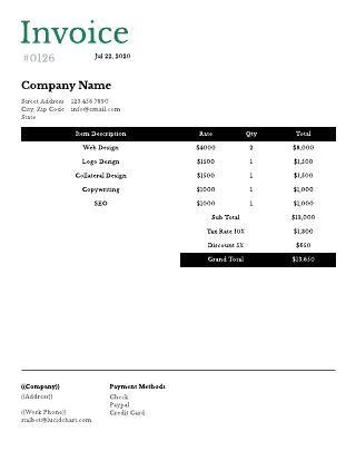 Traditional invoice template