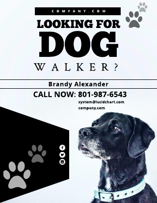 Black and White Dog Walking Flyer Template