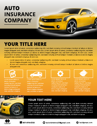 Black Yellow Gold Auto Insurance Sell Sheets Flyer Template