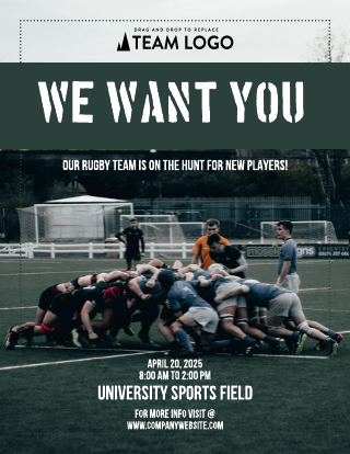 Green Rugby University Recruitment Flyer Template