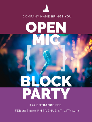 Block Party Open Mic Poster Template
