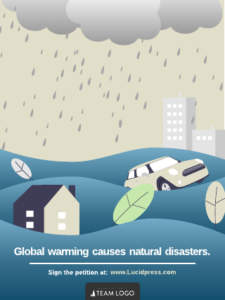 Flood Illustration Global Warming Poster Template