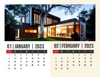 Modern Houses Calendar Template
