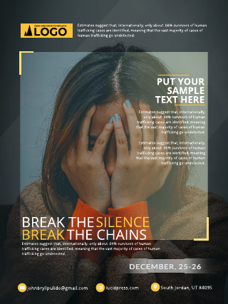 Yellow Human Trafficking Poster Template