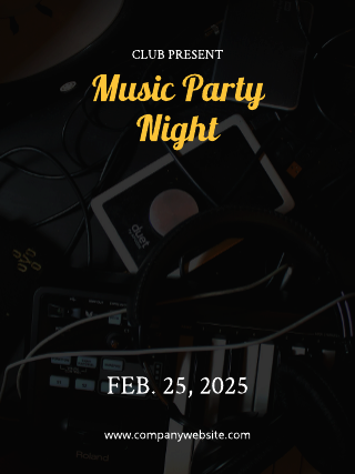 Dark Yellow Music Party Night Poster Template